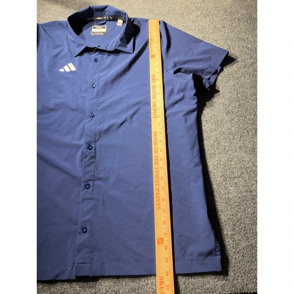 Adidas Mens Navy Blue Short Sleeve Button Down Performance Shirt HS8563 Large